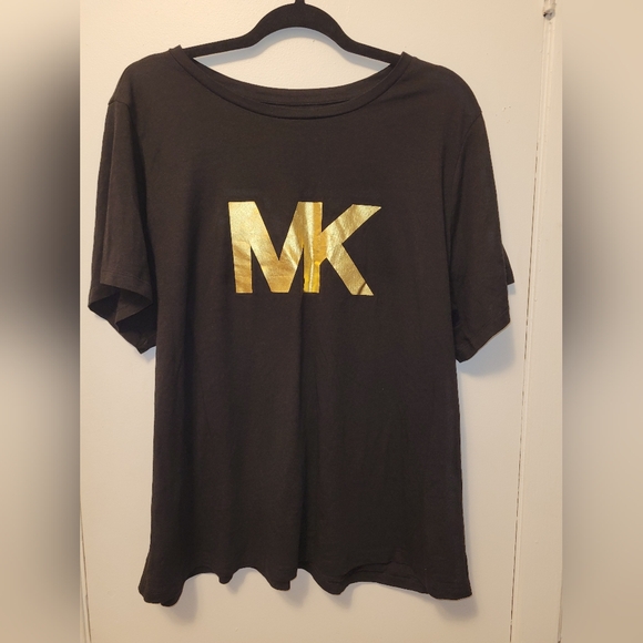 MK Michael Kors Goldtone Logo Tee T-Shirt Top  Size 2X - Picture 2 of 5